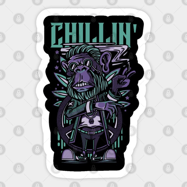 Chillin' Monkey Sticker by JonesCreations